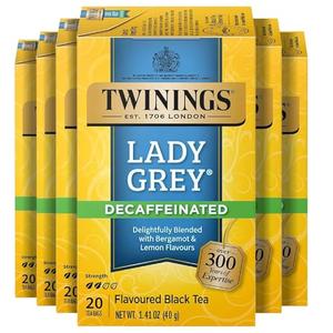 Twinings Decaffeinated Lady Grey Black Tea Individually Wrapped Bags, 20 Count (Pack of 1), 12/02/2027