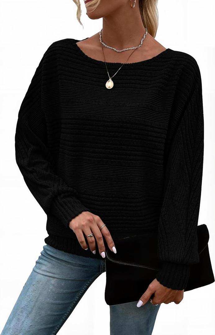 Womens Long Sleeve Shirts Crewneck Tunic Tops Pullover Sweaters Business Casual Blouses Fall Fashion 2025 (Large, Black)