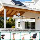 Solar Ceiling Fan Light, Portable Gazebo Fan with 15W Solar Powered Fans with Remote Control, Rechargeable Battery Operated Portable Outdoor Camping Fans for Outside, Patio, Canopy, Shed, RV, Tent, Fan diameter: 16.5inches/42cm