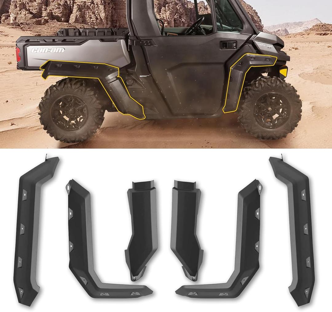 HAKA TOUGH Wider Extended Fender Flares for Can Am Defender HD5 / HD8 / HD10 / MAX 2016-2025, Front & Rear XXL Mud Flaps Mud Guards Extension Accessories, Replace OEM #715006821 715002424 715006822