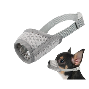 Mayerzon Dog Muzzle, Puppy Soft Mesh Muzzle for Dogs Chihuahua Poodles Beagle Dachshund Corgis Labrador for Biting Chewing Grooming that Allows Panting Drinking(XXS, Grey)