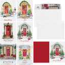 48 Pcs 4x6 Inch Christmas Red Doors Card with White Envelopes Holiday Greeting Cards Thank You Merry Christmas Welcome Cards Xmas Money Gift Card Holders