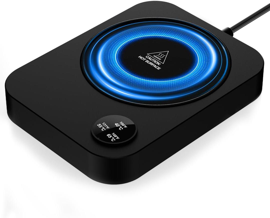 Coffee Mug Warmer for Desk with 3 Temperature Settings & Auto Shut Off, Warmer for Tea, Milk, Coffee, Candle, Coffee Cup Warmer for Office and Home Black (Medium)