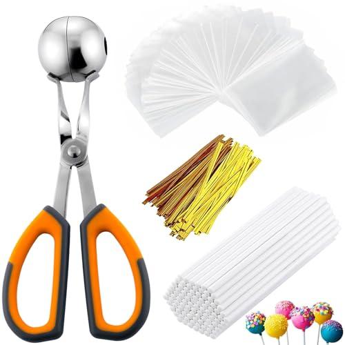 Cake Pop Maker Kit - Includes 100 Sticks, 100 Bags, Mold, Tools for Cakepops & Lollipops