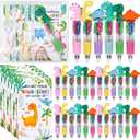 LiYiQ 24 Sets Valentine's Day 4-in-1 Ballpoint Pens with Positive Cards Exchange Gifts Bulk Dinosaur Party Favors Dinosaurs Team Gifts for Dinosaur Lover Classroom Prizes Goodie Bags Stuffers