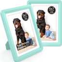 Green 5x7 Picture Frame,2 Pack, Fits 5x7 Photo or 4x6 with Mat, Acrylic Front & Durable ABS Frame, Shatterproof UV-Resistant Tabletop Display, Vertical/Horizontal Home Décor Frame
