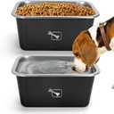 Yummy Sam 2 Pack 2.65 Gallons Extra Large Dog Food and Water Bowl Set, Stainless Steel Spill-Proof Dog Water Bowl with Large Capacity for for Large Dogs and Multiple Dogs Indoor Outdoor Use (Black)