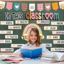 3 x VABAMNA 32pcs Classroom Bulletin Board Decorations Set - Boho Rainbow Motivational Words Cutouts Bulletin Decorations for Teachers School Classroom Bulletin Board