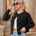 Dokuritu Cardigans for Women Long Sleeve Crew Neck Lightweight Button Down Fall Knit Sweater Cardigan Y2k Open Front Top (Black, S)