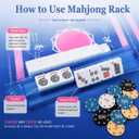American Mahjong Game Set with Mat and Racks, 166 White Tiles Mahjong Set, 80x80cm Mat, 4 All-in-One Rack/Pushers, Numbered Chips, Carrying Bag & Accessories for Travel and Family Game Night