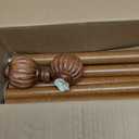 Dark Brown Wood Curtain Rods for Windows 48 to 84 Inch, 1'' Adjustable Heavy Duty Curtain RodVintage Imitation Wood Decorative Drapery Rods with Pumpkin Finials for Bedroom Living Room (1 Pack36 - 88'')