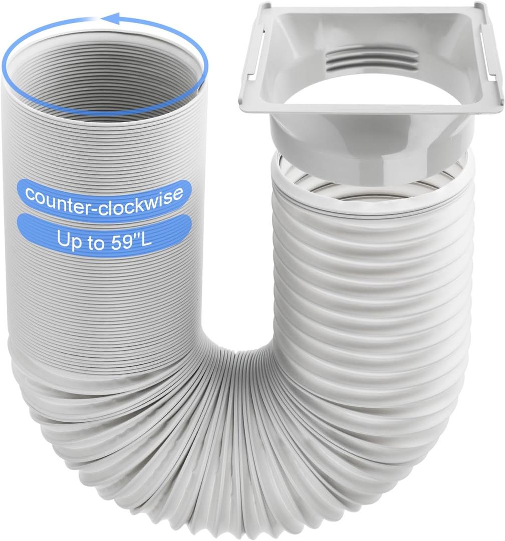 Portable Air Conditioner Hose Kit 5.9" Dia 59" Length Universal AC Hose with Adapter Flexible Exhaust Hose and AC Unit Tube Connector for Portable Air Conditioner Vent AA02