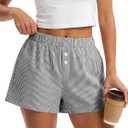 BTFBM Striped Boxer Shorts for Women 2026 Spring Summer Y2k Vacation Beach Bottoms Lounge Sleep Pajama PJ Pants Clothes (XXL)