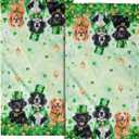 St Patrick's Day Dogs Hand Towel Set of 2 Lucky Clover Shamrocks Decorative Hand Towels for Bathroom Irish Green Kitchen Dish Towel St Patrick's Soft Absorbent Face Fingertip Towels for Guest Gym Spa (14.4x28.3in)