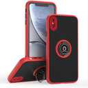 is specially designed for iPhone Xs Max Anti-fall,anti-fingerprint, built-in 360 rotating ring bracket solid and durable magnetic car phone case, suitable for iPhone Xs Max 6.5inches Women-Red