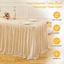 Wish Care 4 Pack Champagne Rectangle Table Clothes for 8 Foot Tables, Polyester Fitted Tablecloths 8ft Stretch Table Cover for Wedding, Birthday, Parties, Trade Show, Craft Show, 96" x 30"