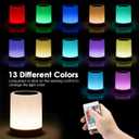 Touch Bedside Lamp, Dimmable Night Light for Baby Nursery, 13 RGB Colors & 5 Brightness Levels, Portable Rechargeable Table Lamp for Nightstand, Kids, Bedroom, Office, Camping