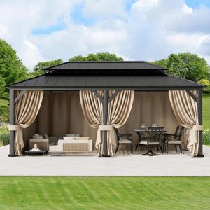 Covered Outdoor Gazebo Curtain Replacement Universal 6-Panel Sidewalls 12' x 20', Outdoor Gazebo Privacy Curtains with Zipper, Replacement for Outdoor, Patio Canopy, Garden and Backyard (Curtain Only)