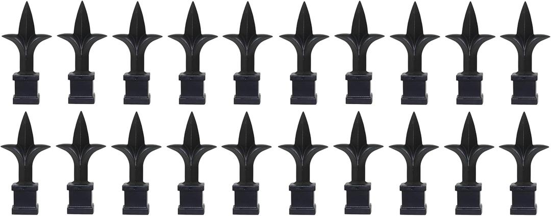 1/2" Black Plastic Trident Spear Finial Fence Topper for Wrought Iron Picket Fence (50, 1/2")