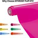 HTVRONT Puff Vinyl Heat Transfer - 10" x 6ft Pink Iron on Vinyl Roll for T Shirts, 3D Puff HTV Heat Transfer Vinyl Compatible with Cricut Cutting Machine- Easy to Cut & Weed & Transfer (Hot Pink)