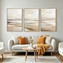 Zessonic Large Neutral Coastal Beach Wall Art Landscape Texture Art,24"x36", 24" x 36"x3 Panels