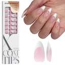 BTArtboxnails French Gel Nail Tips - French Tip Press on Nails Pink Medium Almond XCOATTIPS for Nail Extensions