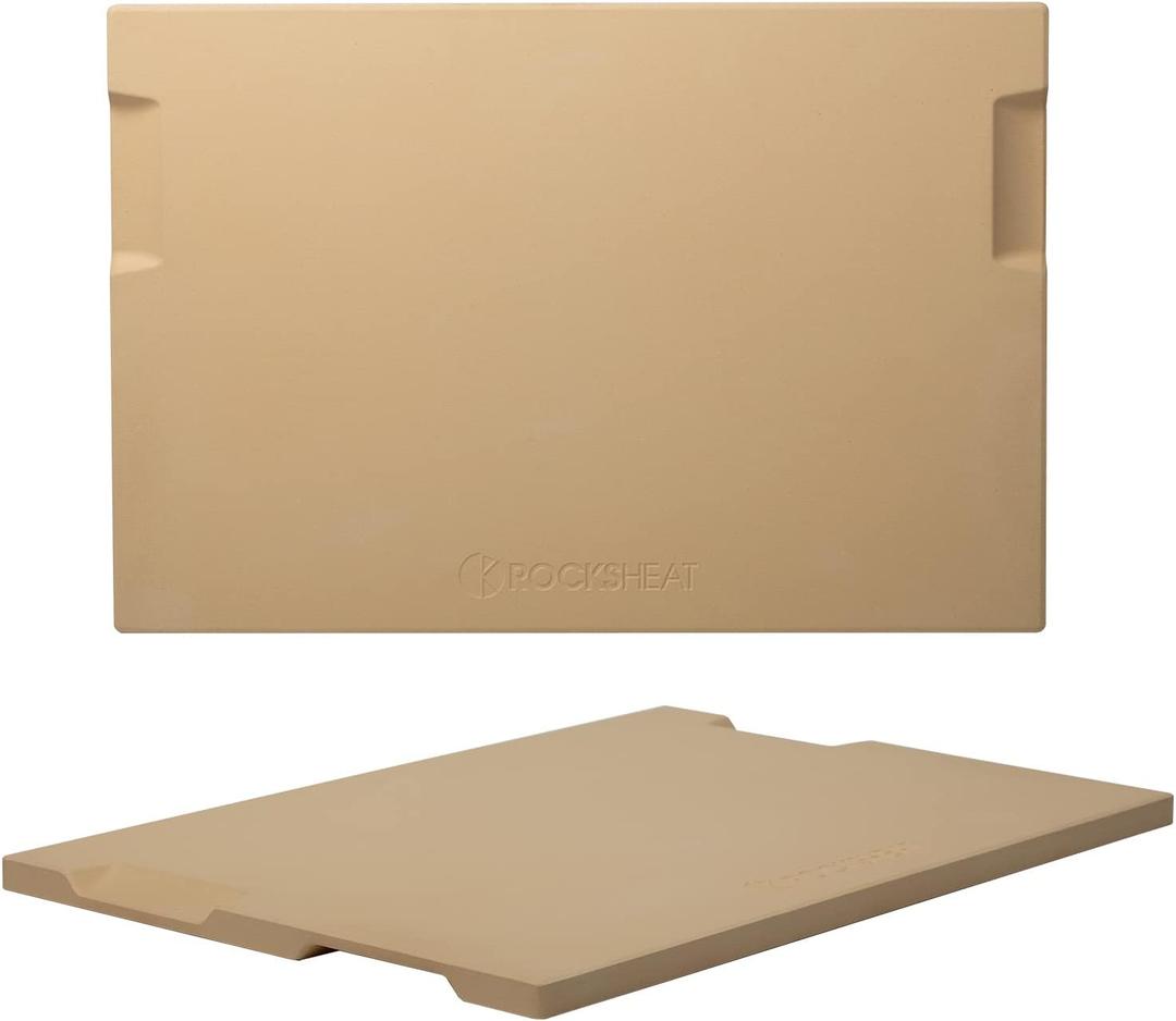 Large Pizza Stone, 20"x13.5" Rectangular Pizza Stone for Oven Grill BBQ, Baking Stone for Pizza Bread with Unique Built-in 4 Handles Design, 20" x 13.5" x 0.67"