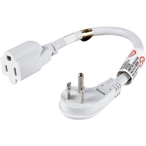 VSEER 1Feet 1875W 15A 14AWG Flat Plug Heavy Duty Extension Cord Outlet Saver 3-Prong Grounded Short Power Extension Cord,UL Listed (1FT, White)