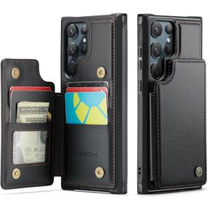 Vinich for Samsung Galaxy S22 Ultra Wallet Case with Card Holder, RFID Blocking Credit Slots Kickstand Shockproof Phone Cover Fit for Galaxy S22 Ultra 6.8" Black