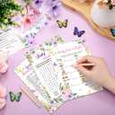 Sherr 320 Pcs Purple Butterfly Baby Shower Games: 6 Games Each 50 Sheets with 20 Pencils, Includes Baby Descriptions and Wishes, Guess Who, Bingo, Word Search