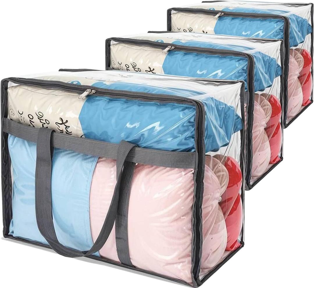 110L Large Capacity Clear Storage Bags with Zipper for Comforters, Blankets, Bedding, Quilts, Pillows  Plastic Storage Bags for Organizing Seasonal Clothes and Household Items