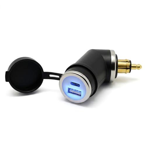 Cliff Top Motorcycle Hella DIN to USB Adapter 6A 36W PD USB-C and QC 3.0 DIN USB Charger Compatible with BMW Triumph Motorcycles