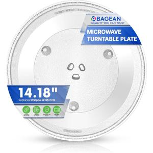 Microwave Plate Replacement 14 1/8 inch Fits W10531726 Whirlpool Microwave Glass Plate  Exactly Replaces Rotating Microwave Turntable Plate  Durable Oven Dish Tray For Better Cooking And Reheating
