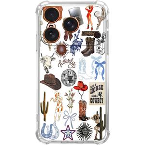 Country Western Case for iPhone 17 Pro Max,Vintage Cowboy Elements,Trendy Cool Soft TPU Bumper Cover for iPhone 17 Pro Max