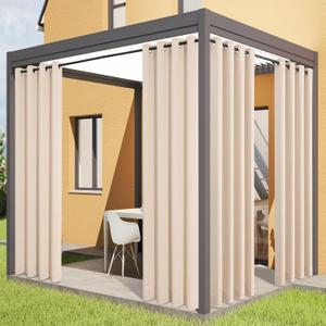 Outdoor Curtains for Patio Waterproof - Weatherproof Porch & Gazebo Curtains, Grommet Top and Tab Bottom Drape,4 Panel, 52" W x 108" L, Beige
