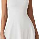 Square Neck Tennis Dress with Pockets for Women Sleeveless Built in Shorts Athletic Dress Side Slit Golf Active XS