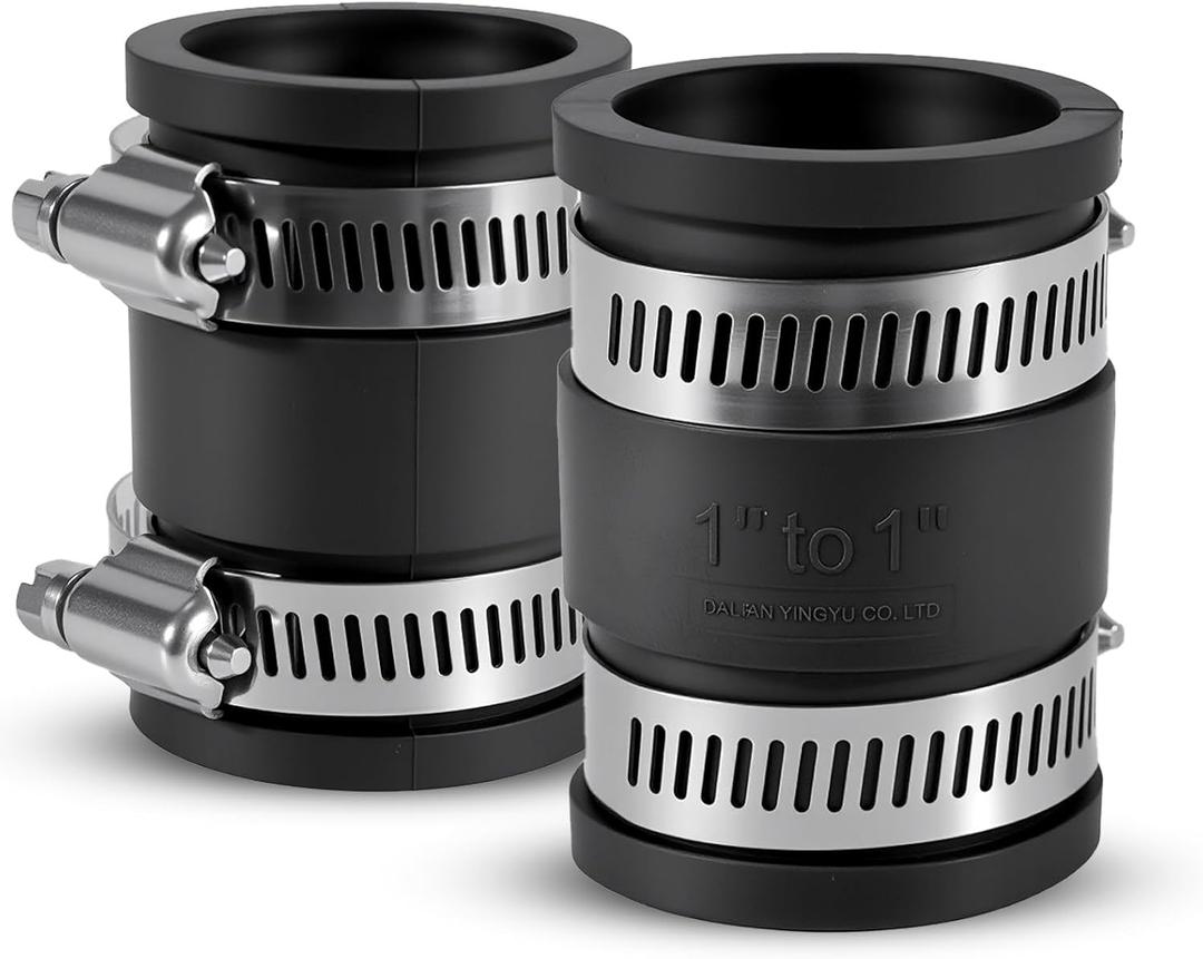 2 Pcs 1 IN Flexible PVC Pipe Coupling with Stainless Steel Clamps Fit 1 IN Nominal Pipes, Couplers for Plastic and Copper Pipe Plumbing Connections, Drain Repair, Dust Hose