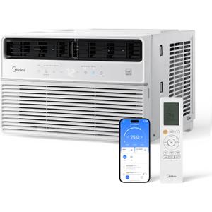 Midea 10,000 BTU Smart Inverter Window Air Conditioner with APP, Alexa Control, 115V AC Unit Cools up to 450 Sq. Ft, Quiet Operation, Energy Saving, Remote & Easy Installation Kit, White