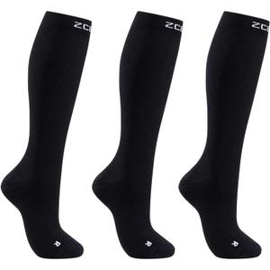 Men & Women's Compression Socks 20-30mmHg 3 Pairs for Nurses,Pregnancy,Travel,Running,Athletic,Cycling (Large-X-Large, Black)