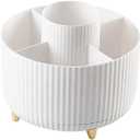 Makeup Brushes Holder Organizer,360 Rotating Cosmetic display cases with 5 compartment Cosmetic and Skincare Organizers,Multi-Purpose Makeup Brush Holder for Bathroom Vanity Desktop Decor