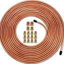 MuHize 1/4 Brake Line - Upgraded 25 Ft. Brake Line Kit(2026 New), 1/4 Flexible Copper Coated Brake Line Tube Roll(Includes 16 Inverted Flare Fittings)