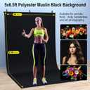 LINCO Lincostore 5x6.7ft Backdrop Stand, Portable Black Photo Backdrop Background with T-Shape Stand, Carry Bag, Spring Clamp for Photography Party Decoration Streaming Studio (Black Backdrop), 6.5' x 5'