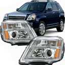 PHILTOP Headlights Assembly Compatible with 2010 2011 2012 2013 2014 2015 GMC Terrain, Chrome Housing Clear Lens Amber Reflector, Halogen Headlamps (Driver + Passenger Side)