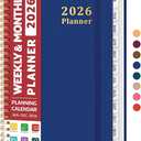 2026 Planner, Weekly and Monthly Calendar Planner, January 2026 - December 2026, Hardcover 2026 Calendar Book with Tabs For Women & Men, Inner Pocket, Spiral Bound, Perfect for Office Home School Supplies - A5 (6.3" x 8.5"), Deep Blue