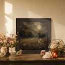 2 x Puyfsdhg Vintage Rustic Spooky Halloween Ghost Wall Art Framed Moody Dark Cottagecore Fall Canvas Prints Artwork, Halloween Ghost Oil Paintings Wall Decor for Home Bedroom Living Room 20x20 Inch, 19.7"L x 19.7"W
