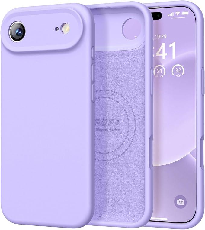 Vooii Magnetic for iPhone Air Case, Compatible with Magsafe (Premium Liquid Silicone) (Integrated Camera Control Button) Anti-Scratch Microfiber Lining for iPhone 17 Air 6.5 inch, Light Purple