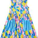 Kimoda Little Girls Summer Sleeveless Dress Toddler Print Casual Sundress 2-7 Years