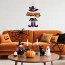 Halloween Witch Legs Hat Wooden Hanging Sign, Trick Or Treat Door Decor, Spooky Ghost Decor, 11.42X11.42 inch, Wood (Colourful Magic Hat)