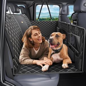 Truck Back Seat Extender for Dogs - Truck Dog Seat Cover Back Seat Hard Bottom Holds 400lbs, Heavy Duty Waterproof Dog Hammock for Trucks, SUV, Crew Cab, F150/RAM1500/Silverado (BLACK01)