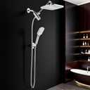 12" Rain Shower Head with Handheld Spray, Rainfall Shower Head with Handheld Combo, 11" Stainless Steel Extension Arm with Height & Angle Adjustable High Pressure Showerheads, Chrome